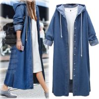 [COD] New Demin Coat 2022 Fashion Jeans Hooded Trench Outwear Sleeve