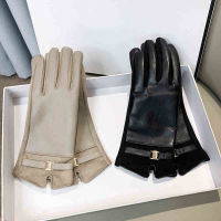 Elegant Womens Winter PU Leather Gloves nd Design Suede Warm Mittens Touch Screen Thicken Outdoor Cycling Driving Gloves