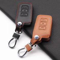 ㍿✥ Leather key fob shield cover case for toyota camry corolla avalon rav4 land cruiser 3 button remote car key holder protector