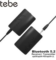 Tebe 2 IN 1 Bluetooth 5.2 อะแดปเตอร์เสียงตัวรับสัญญาณเพลงไร้สายรองรับ aptX / aptX-LL / aptX-HD สําหรับลําโพงทีวีในรถยนต์