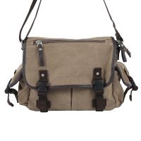 Vintage Mens Shoulder Bag Travel Crossbody Bags Casual Canvas Messenger Bag Multi-Function Laptop Handbag School Tote
