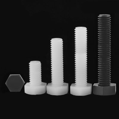 Black/ White Nylon Hexagonal Head Screw Plastic Insulated Bolt M3 M4 M5 M6 M8 M10 M12