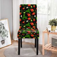 Strawberry Print Chair Covers Spandex Elastic Dining Room Stretch Chair Slipcover for Wedding Hotel Banquet Decor Sofa Covers  Slips