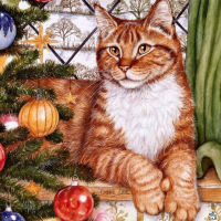 2021Meian 2021 Cat Cross Stitch Embroidery Kit 11CT Christmas gift Cotton Thread Painting DIY Needlework DMC New Year Home Christmas