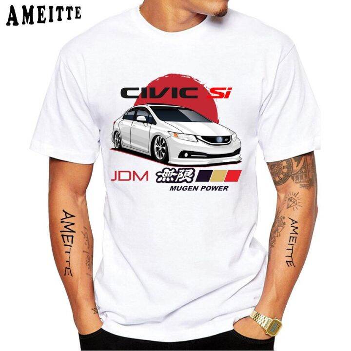 jdm-กีฬา-civic-type-r-รถสีแดงโลโก้เสื้อยืดฤดูร้อนใหม่สั้นสำหรับผู้ชายเสื้อ-mugen-power-ออกแบบเสื้อ-t-cool-boy-casual-tees-สีขาว