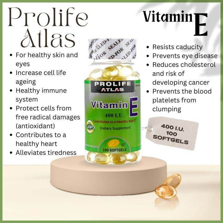 Prolife Atlas Vitamin E 400 I.U. to improve skin health Lazada PH