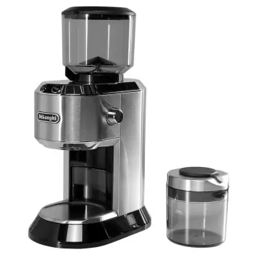 DeLonghi KG521 Dedica Stainless Steel Conical Burr Digital 12oz Grinder  with 18 Grind Settings and Portafilter Adaptor