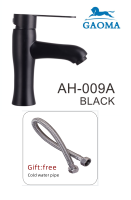 Gaoma ??304~ก๊อกอ่างล้างหน้า ก๊อกล้างหน้า ก๊อกล้างมือ สีดำ Basin Faucet Cold (304 Stainless Steel) AH-009A black