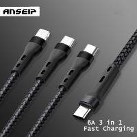 ₪❧ ANSEIP 100W 3 in 1 PD Super Fast Charging Cable 6A Type C Micro Usb Data Cable For iPhone 13 12 14 Pro Huawei Xiaomi Samsung 1.2