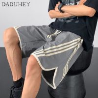 DaDuHey? Mens and Womens Fashion All-Match Striped Sports Shorts 2023 Summer Thin American Retro Casual Pants