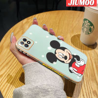 JIUMOO เคสสำหรับ OPPO A72 5G A73 5G A53 5G การ์ตูน Mickey Mouse ซิลิโคนนิ่มเคลือบผิวหรูหราขอบสี่เหลี่ยมเคสมือถือเคสกันกระแทกเต็มฝาหลังเคสป้องกันเลนส์กล้อง