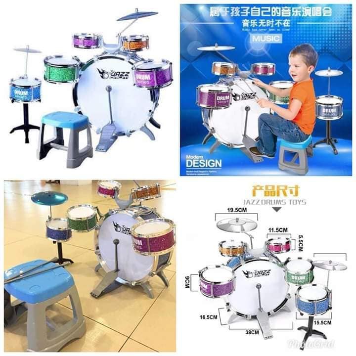 Child Musical Toy Drum Kit Jazz Band Set w/Drumsticks Instrument Sound Play Set 