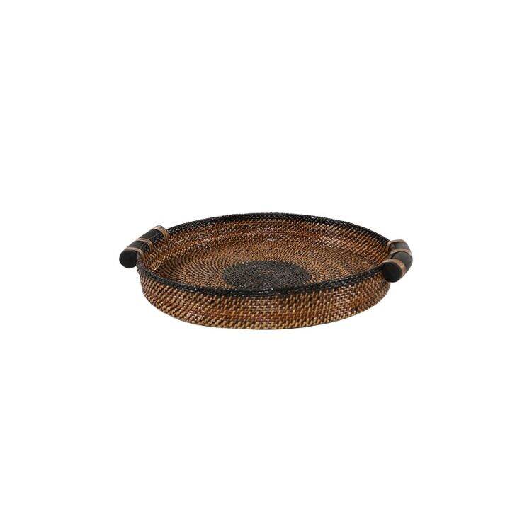 Nito Round Tray w/ Rattan Handle 16