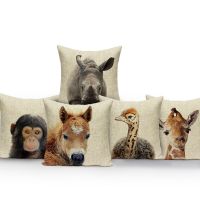 Animals Monkey Deer Lion Pattern Cushion Cover Polyester Tiger Lion Pillowcase Home Decor Throw Pillow Cover For Sofa Seat Cushion Cover