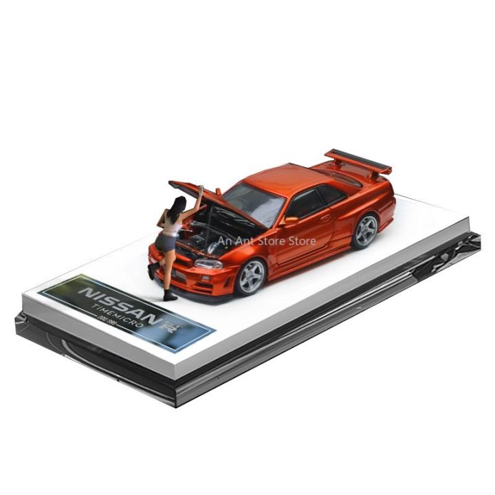TIME MICRO 1:64 Nissan GTR34 With Opened Hood Diecast Model Car For Collection&amp; Display&amp;Gift