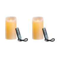 2X LED Candles, Flickering Flameless Candles, Rechargeable Candle, Real Wax Candles with Remote Control,10cm A