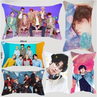 ✗ BTS K-pop Bantan Boys Single Side Print Pillow Case Polyester Rectangular Car Sofa Decoration Pillow Cover Home Decor (Without Pillow Inner) 50x30CM