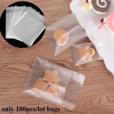 100PC/Pack Baking Bag Transparent Matte Self Adhesive Seal Cookie Bags Candy Package Wedding Snack Decoration Pastry Tool