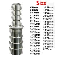 1pcs 304 Stainless Steel 2 Way Barbed Pipe Fitting Reducer Straight Connector Pagoda Joint Hose Barb OD 4mm 6mm 8mm 14mm 16-38mm