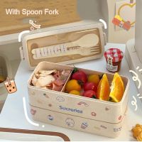 hot【cw】 1000ml With Sticker Kids School Adults Office Microwave Bento Fork