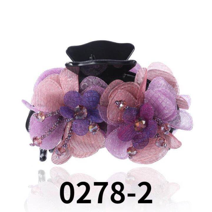 new-flower-fabric-grab-hair-clip-four-colors-shark-clip-adult-headdress-elegant-ladies-of-fine-hair-accessories