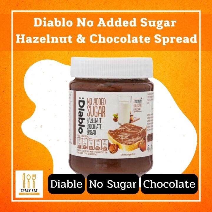 Diablo No Added Sugar Hazelnut & Chocolate Spread 350g เดียโบลช็อกโกแลตทาขนมปังผสมเฮเซลนัท350