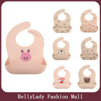 BellyLady ผ้ากันเปื้อนซิลิโคนสำหรับเด็กหญิงเด็กชายผ้ากันเปื้อนกันน้ำปรับได้ลายการ์ตูนน่ารักกระเป๋าน้ำลายเด็กวัยหัดเดิน