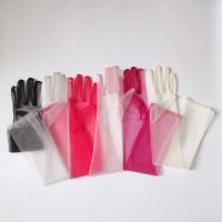 ✧❏♤ Long Sheer Tulle Gloves Wedding Bride Dress Gloves Fashion Solid Color Transparent Ultra Thin Mitten Bridal Elbow Long Gloves