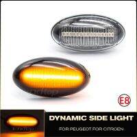 ไฟ LED กระพริบข้างรถไฟสัญญาณเลี้ยวแบบไดนามิกสำหรับ Peugeot 307 206 407 107 607 1007 C1 C2 C6 C5