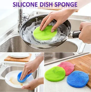 Silicone Dish Scrubber, 7 Pack Silicone Sponge Dish Brush Food Grade Bpa  Free Reusable Rubber Sponges Dishwasher Safe And Dry Fast