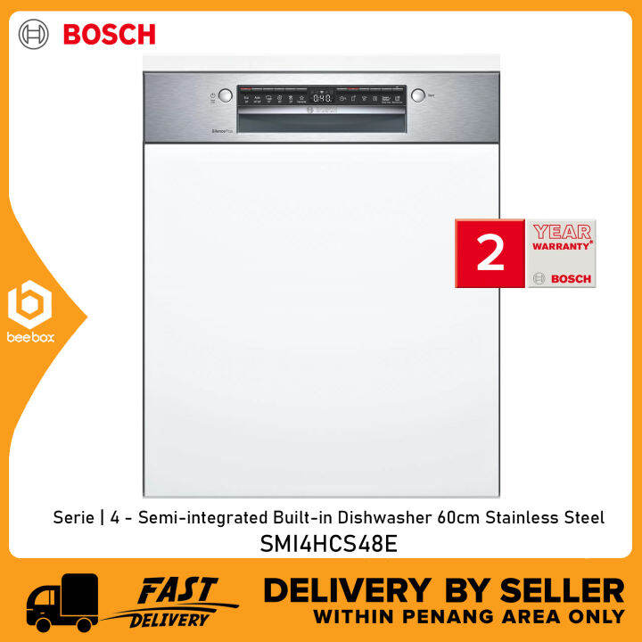 Bosch Serie 4 Semiintegrated Builtin Dishwasher 60 cm Stainless