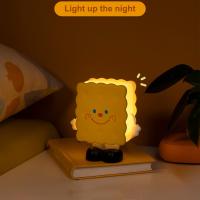 Cookies Biscuit USB Light Night Light Cute Toast Atmosphere Light Bedside USB Eye Protection LED Table Lamp For Gift Bedroom