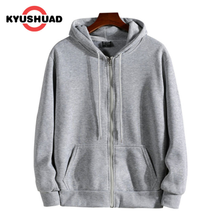 kyushuad-เสื้อกันหนาวสีพื้น-เสื้อโค้ท-เสื้อแจ็คเก็ตแขนยาวมีซิป-เสื้อฮู้ด-ใส่ได้ทั้งชายหญิงใส่ได้ทุกฤดู