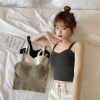 y Women Strap Sling Tank Top Solid Color Breathable Chest Pad Underwear Beauty Back Comfortable Tube Top