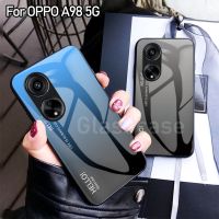 เคสสำหรับ Oppo A98 A78 A77s A57 A17k A17 4G 5G กระจกเทมเปอร์ไล่ระดับสีเคสโทรศัพท์ฝาหลังกันกระแทกเพื่อป้องกันกรอบ TPU แบบนุ่ม