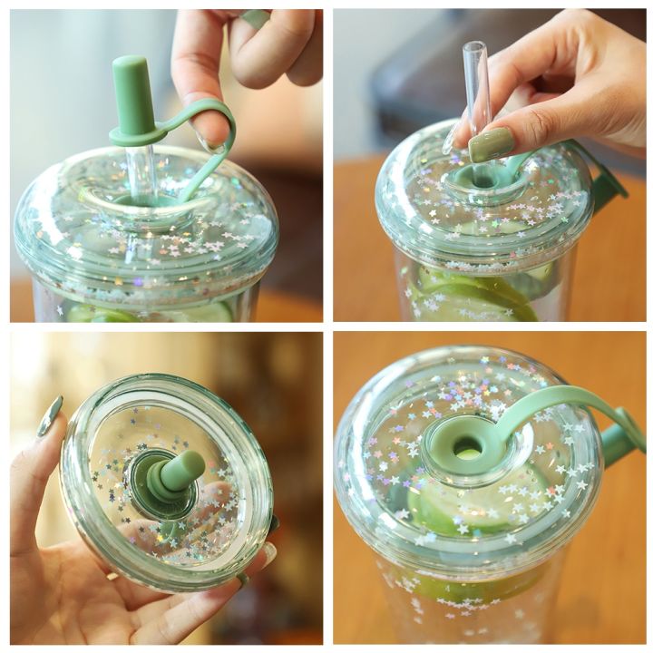 high-end-cups-520ml-glitter-water-bottlelayer-tumbler-with-straw-water-bottles-for-girlstea-cup-drinkware-leakproof-cups
