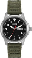 Citizen Eco-Drive GarrisonQuartz Unisex Watch, Stainless Steel with Nylon strap, Field watch, Green (Model: BM8180-03E)