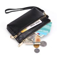 Coin purse genuine leather clutch bag Korean version hand wrist portable mini small bag grocery shopping bag small bag 【QYUE】