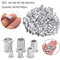 ▤ 20Pcs 50pcs 100pcs Aluminum Alloy Rivnut Alloy Rivnut Flat Head Threaded Rivet Insert Nutsert Cap Rivet Nut M3 M4 M5 M6 M8 M10