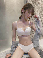 [Bra + Underwear] ชุดชั้นในไร้สายสไตล์ใหม่ผู้หญิงรวบรวมหน้าอกเล็กปรับหวานเรียบและระบายอากาศ bra