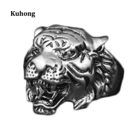 Kuhong แฟชั่นสัตว์หัวเสือแหวนบุคลิกภาพผู้ชายเครื่องเพชรพลอยสัตว์