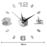 Cafe DIY Large Wall Clock Frameless Giant Modern Design Coffee Mug Bean Decor Kitchen Watch Wall Watch