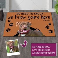 bjh☂  Doormat Best GiftsText Name Dog Photo to Knock We Know You Are Door carpet Rug