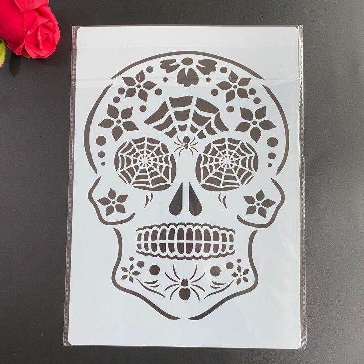 4pcs-set-a4-mandala-skull-stencils-painting-coloring-embossing-scrapbook-album-decorative-template-stencil-cn-origin