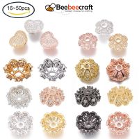 16~30 Pcs Brass Cubic Zirconia Flower Bead Caps Brass Spacer Beads Metal Beads Caps for Bracelet Necklace Jewelry Making