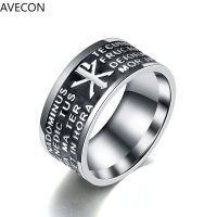 AVECON แหวนสำหรับทั้งหญิงและชายแหวนโบราณไทเทเนียม Relief วินเทจยอดนิยมอีเบย์อเมซอนแหวนเหล็ก10Mm