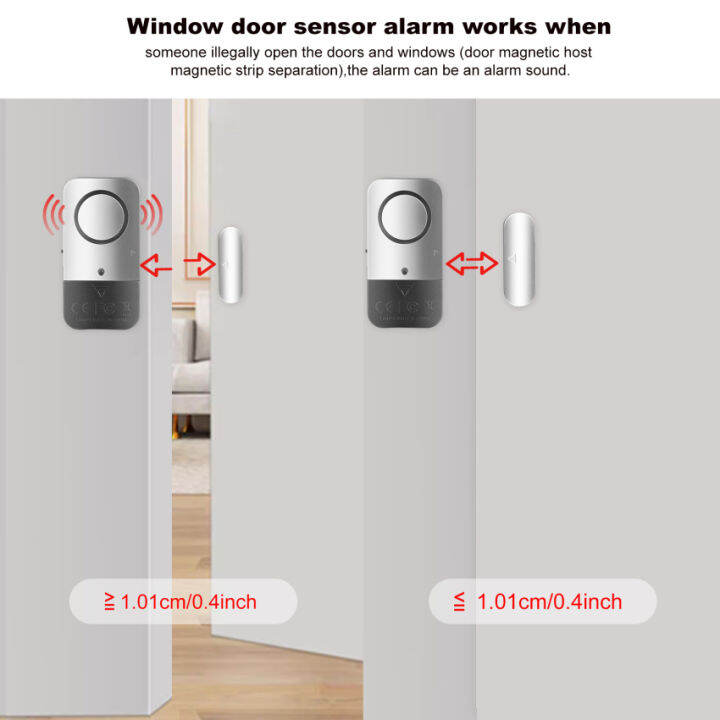 สัญญาณเตือนติดหน้าต่าง4ชิ้นเครื่องจับสัญญาณประตูไร้สายคนบุกรุกขโมยเสียงดังพอ120db-กันขโมยเซ็นเซอร์แม่เหล็กสำหรับเด็กความปลอดภัยบ้านร้านรวมแบตเตอรี่รักษาความปลอดภัย