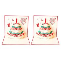 Happy Birthday Postcard Greeting Gift Cards Paper 3D Handmade Pop Up Laser Cut Vintage Cake with Envelope