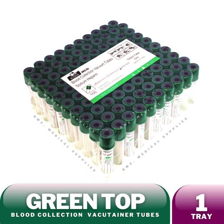 【READY STOCK】 Sodium Heparin (Green Top) Blood Collection Tube 100s per