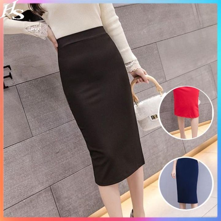 frgthy Midi Pencil Skirts High Waist For Wrok 2023 Large Size